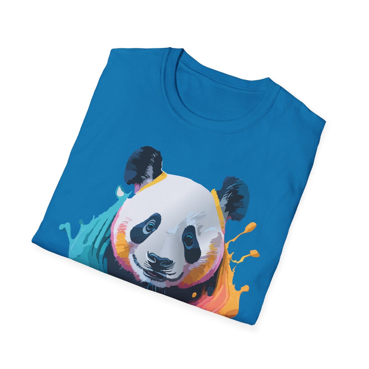 Unisex Panda Shirt T Shirt With Panda Animal Print Tee Softstyle Gildan 64000 100 Percent Ring Spun Cotton
