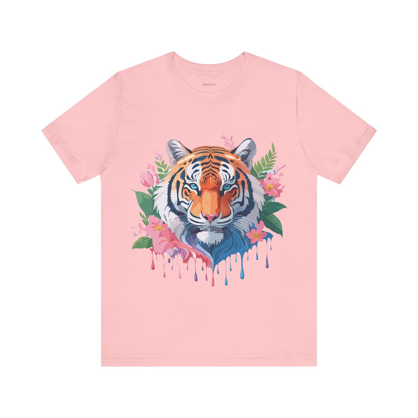 Tiger Graphic Tee Unisex Short Sleeve Shirt With Vintage Inspired Artwork By Adelpha