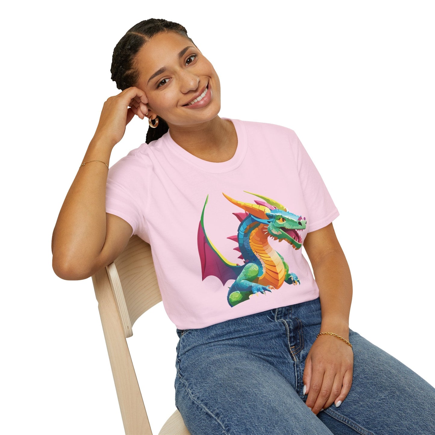 Dragon Graphic Unisex Cotton Softstyle Art Design Tee With Animals 15
