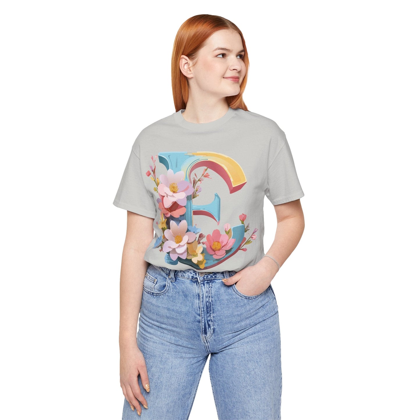 Letter E Shirt Unisex Graphic Tee Short Sleeve Vintage Inspired Art Design Adelpha