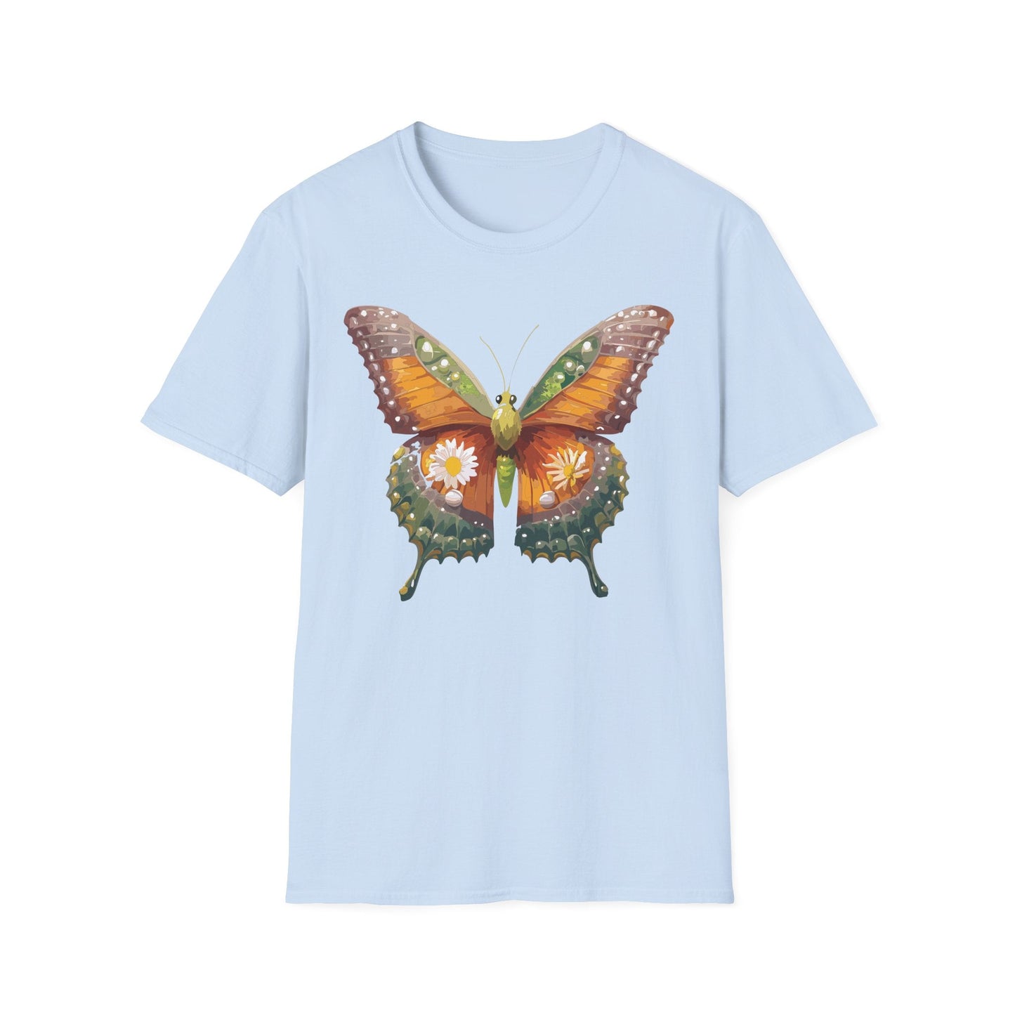 Butterfly T Shirt Unisex Monarch Shirt Gildan Softstyle 64000 100 Percent Ring Spun Cotton