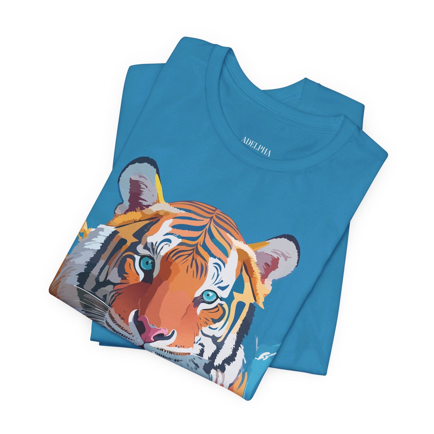 Tiger Graphic Tee Unisex Short Sleeve Shirt Featuring Vintage Inspired Artwork By Adelpha
