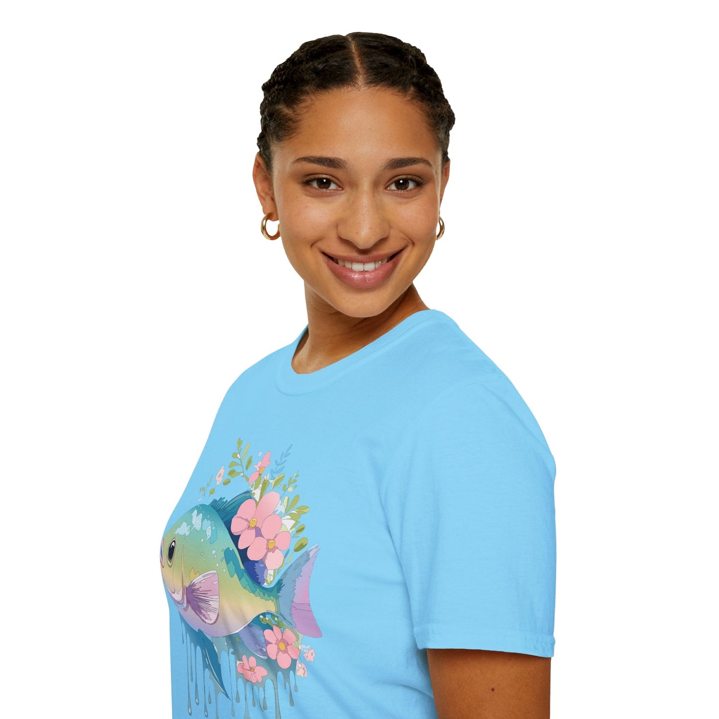 Fish Art Graphic Tee Unisex Gildan Softstyle 64000 100 Percent Ring Spun Cotton Comfortable Tee