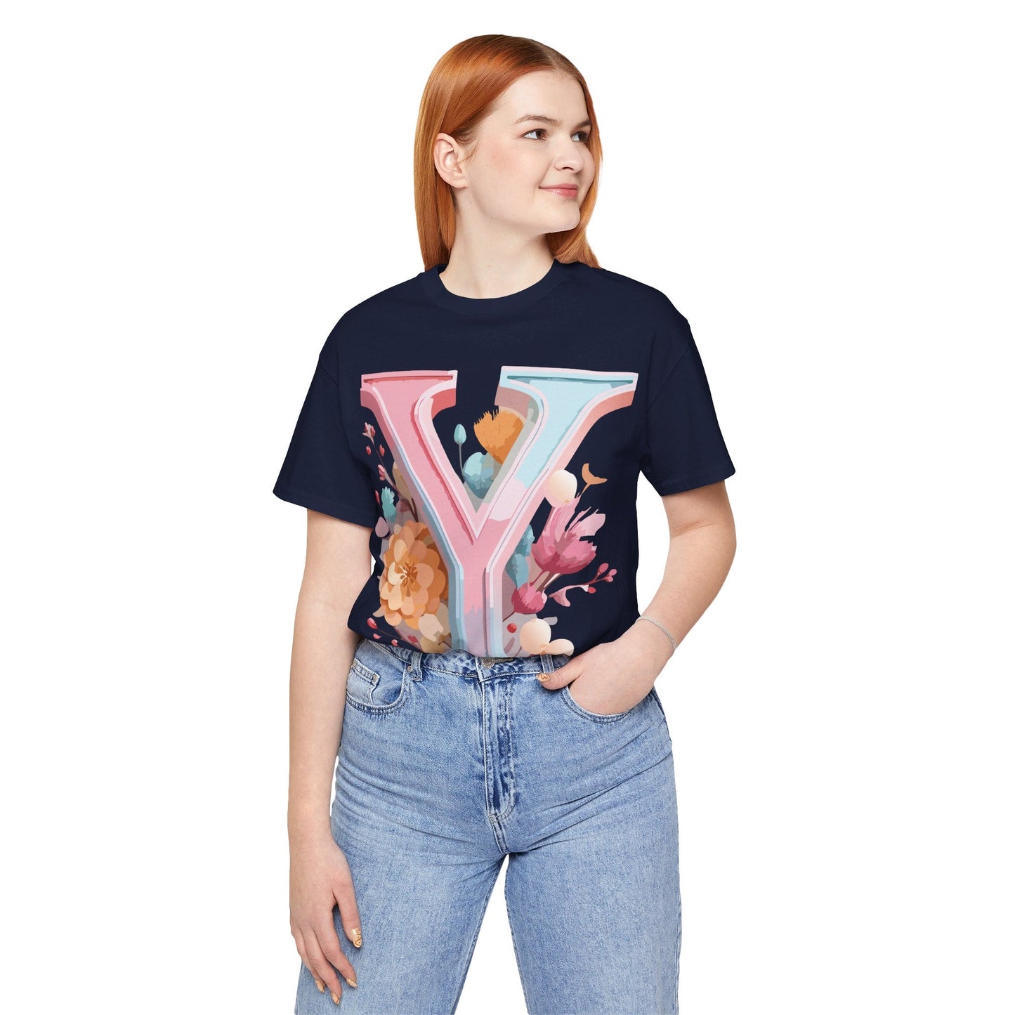Letter Y Graphic Tee Unisex Short Sleeve Vintage Inspired Artwork Adelpha Premium