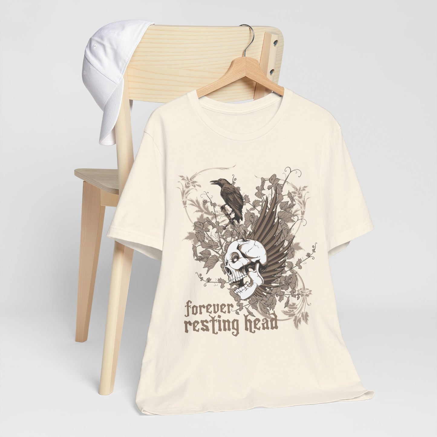 Forever Resting Head Tee, Edgy Graphic Shirt, Music T-Shirt, Gothic Tees, Skull Shirt, Art Design Tee, Skull Graphic Top