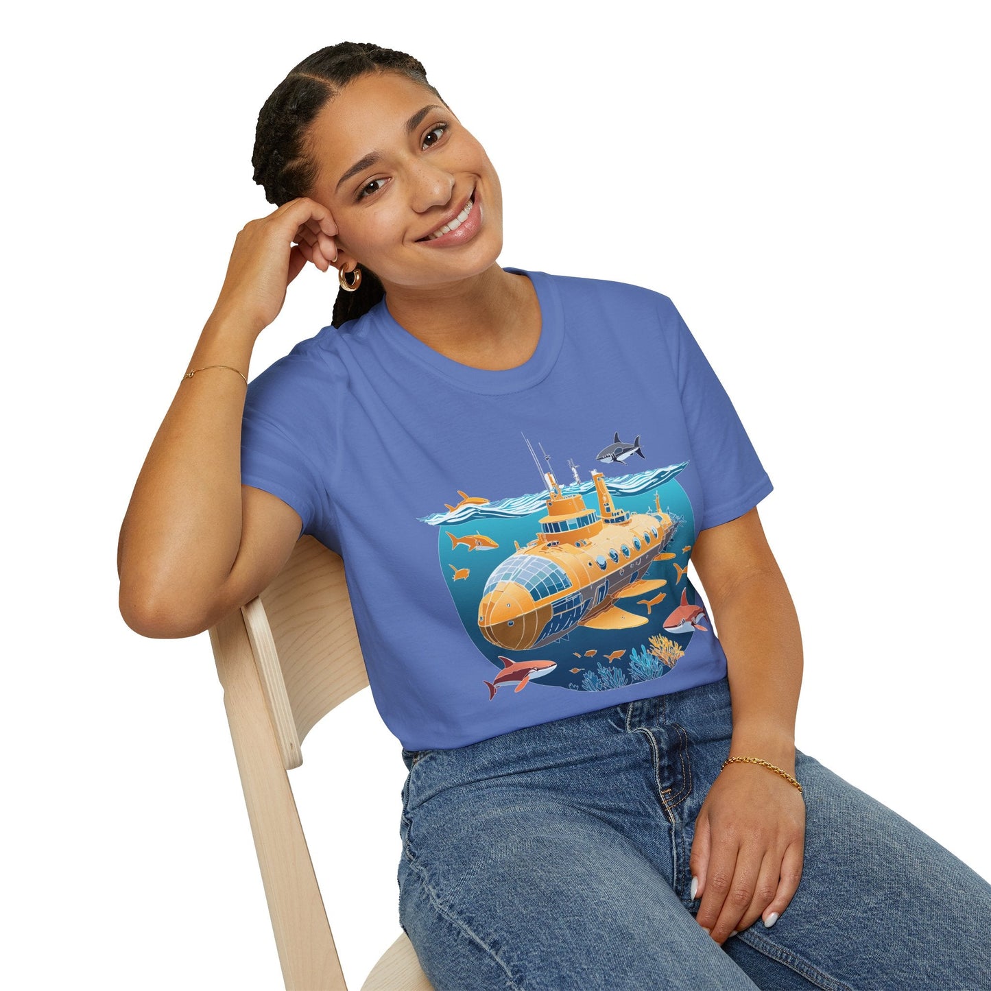 Ocean Themed Unisex Softstyle T Shirt 100 Percent Ring Spun Cotton U Boat Design Tee Everyday