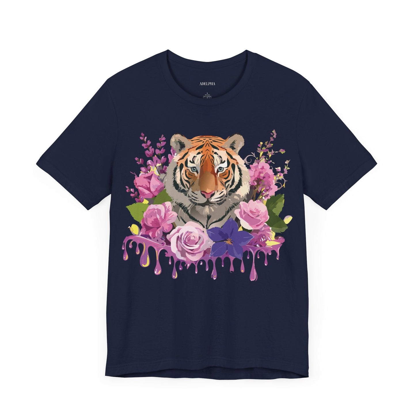Tiger Graphic Tee Unisex Short Sleeve Vintage Inspired Art Design By Adelpha Premium