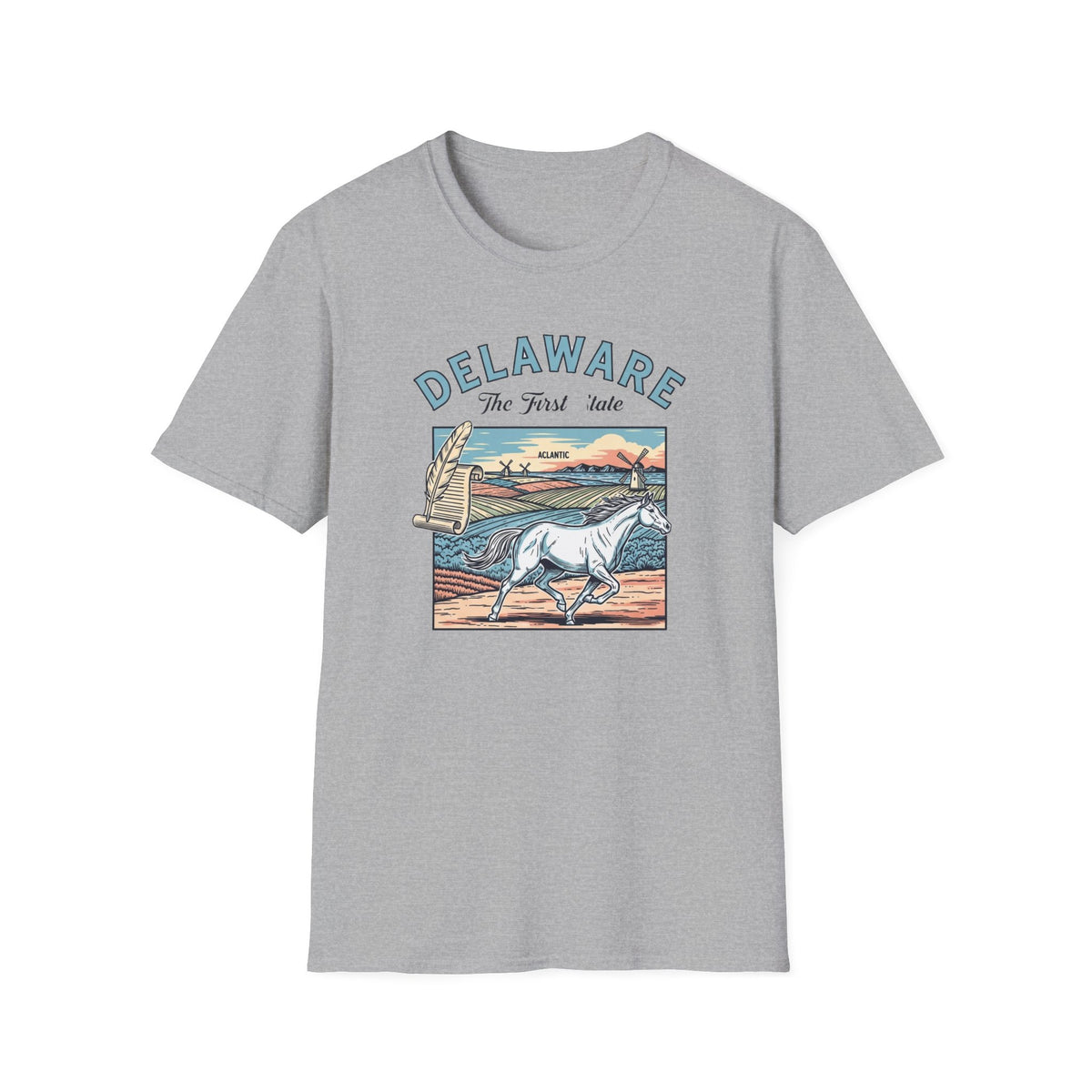 Delaware First State Vintage Horse Tee Travel Tourist Graphic Design Unisex 100 Cotton Gildan T-Shirt