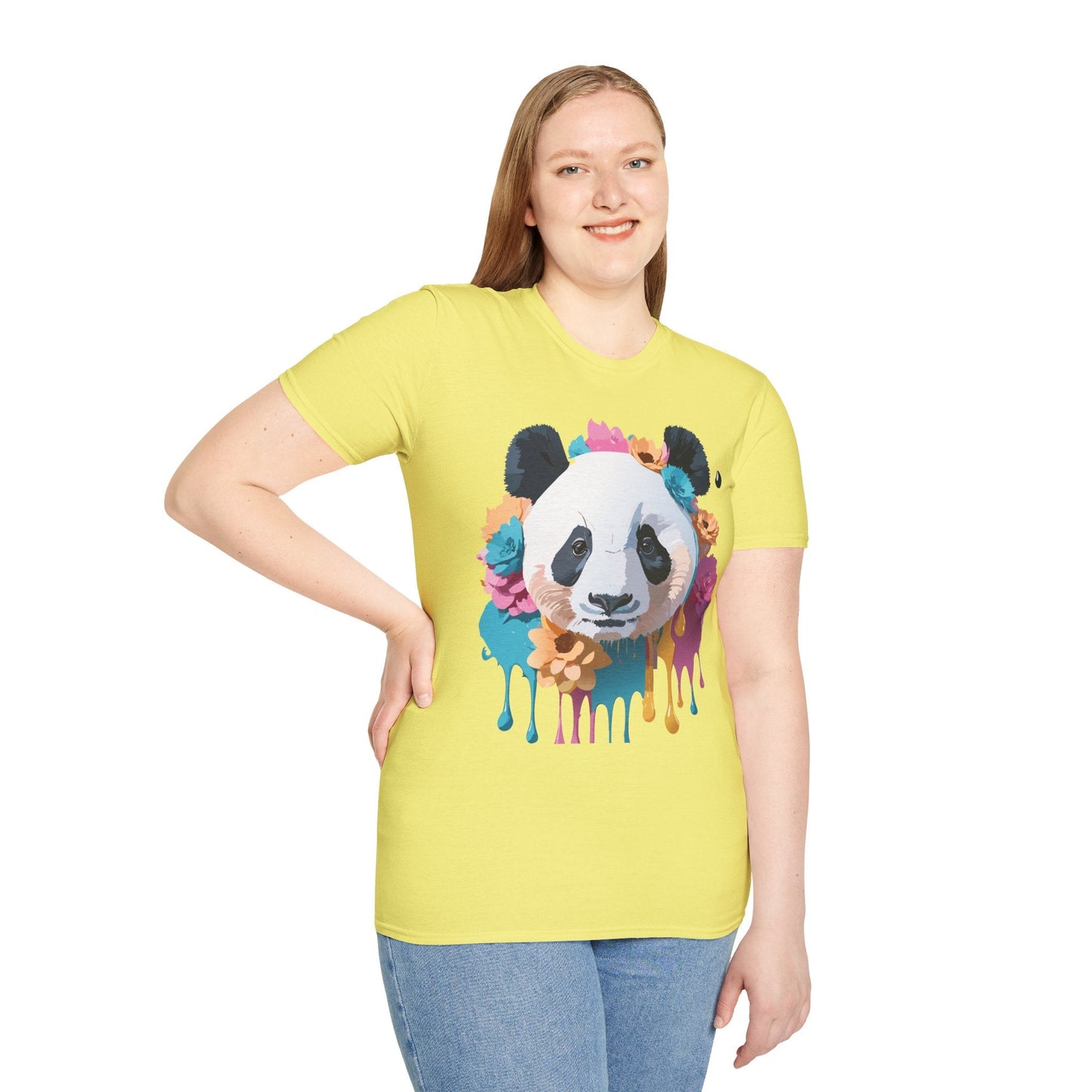 Unisex Panda Shirt Softstyle Cotton Tee For Everyday Wear With Cute Animal Print