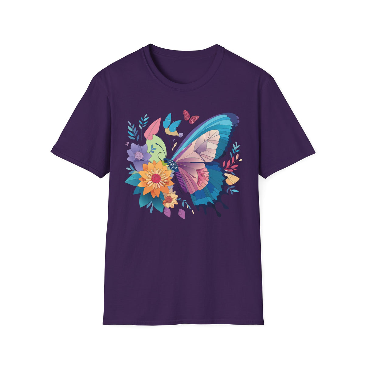 Watercolor Butterfly Floral Graphic Design Unisex 100 Cotton Gildan T-Shirt