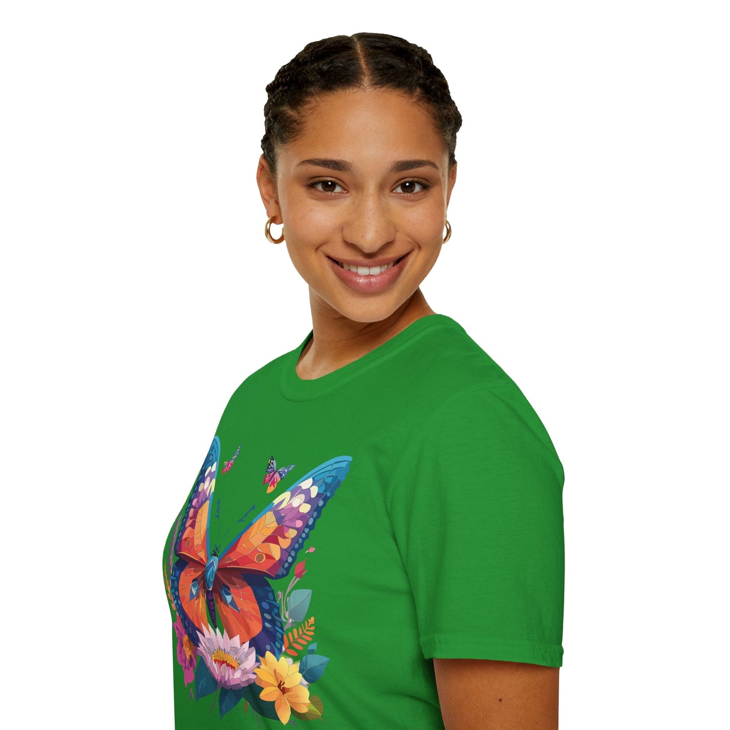 Butterfly Print Unisex T Shirt Softstyle 64000 Monarch Butterfly Themed Tee Ring Spun Cotton