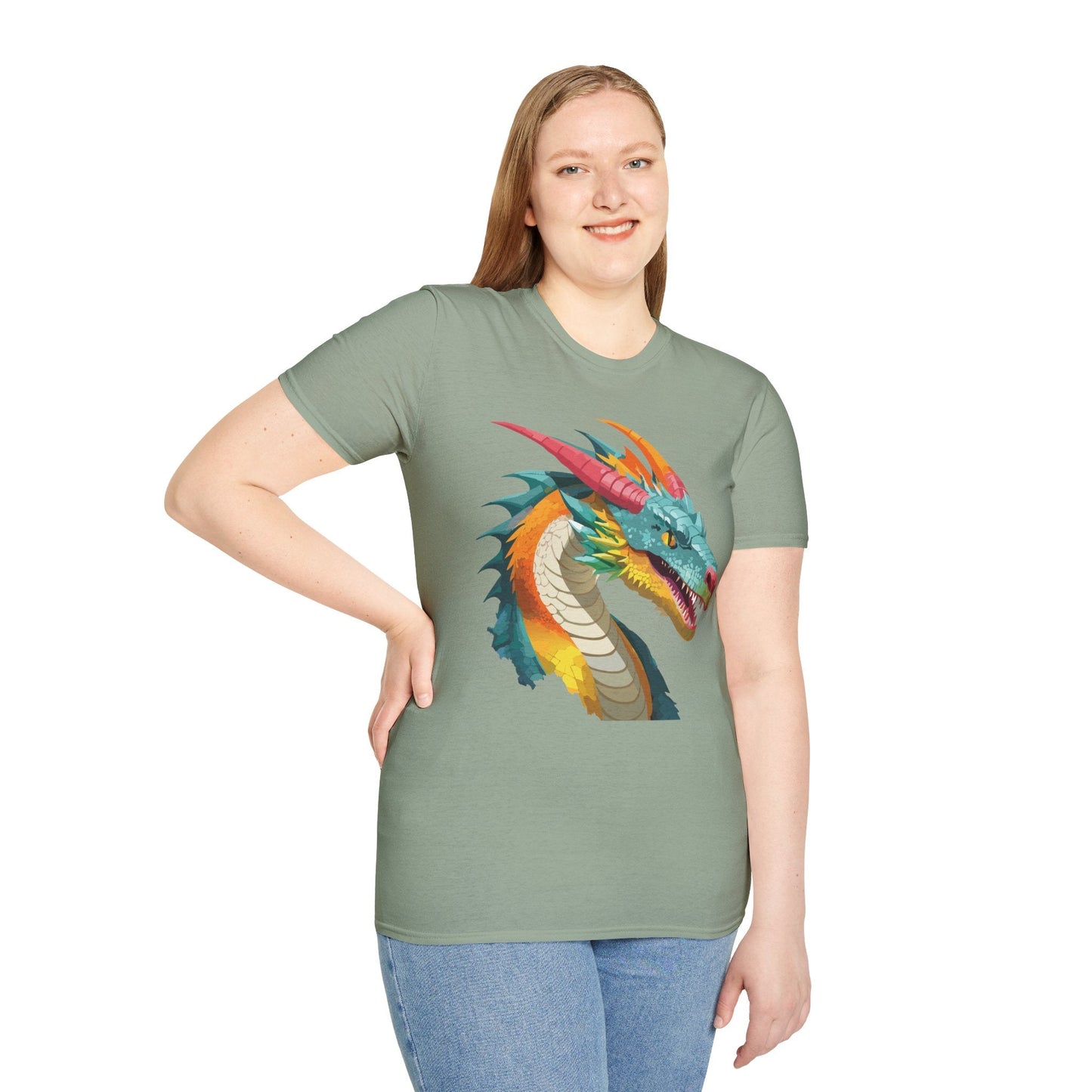 Dragon Graphic Unisex Cotton Softstyle Art Design Tee With Animals 1