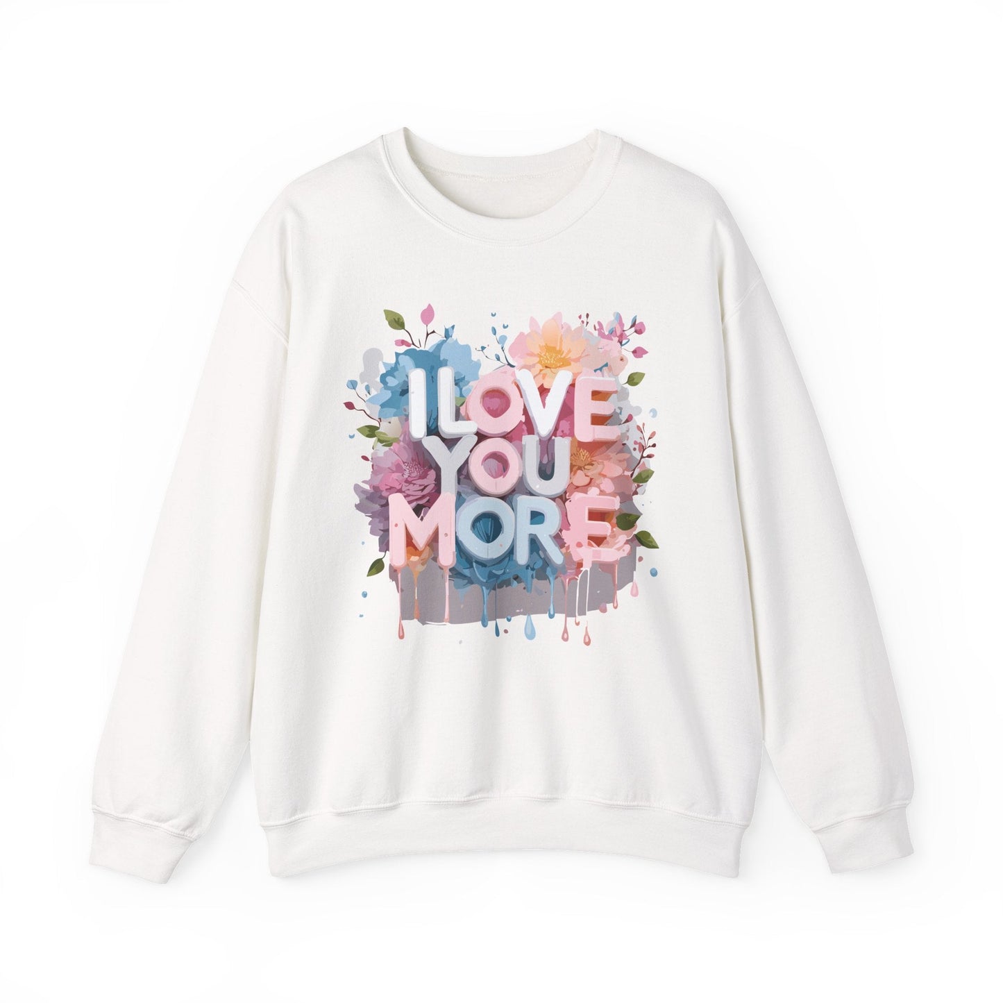 Floral Love Sweatshirt Unisex Heavy Blend Crewneck Valentines Day 50 50 Cotton Polyester Gildan 18000