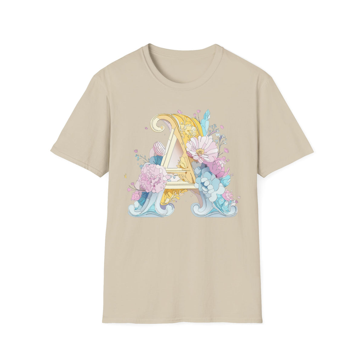 Floral Letter A T-Shirt | Decorative Monogram Initial Tee