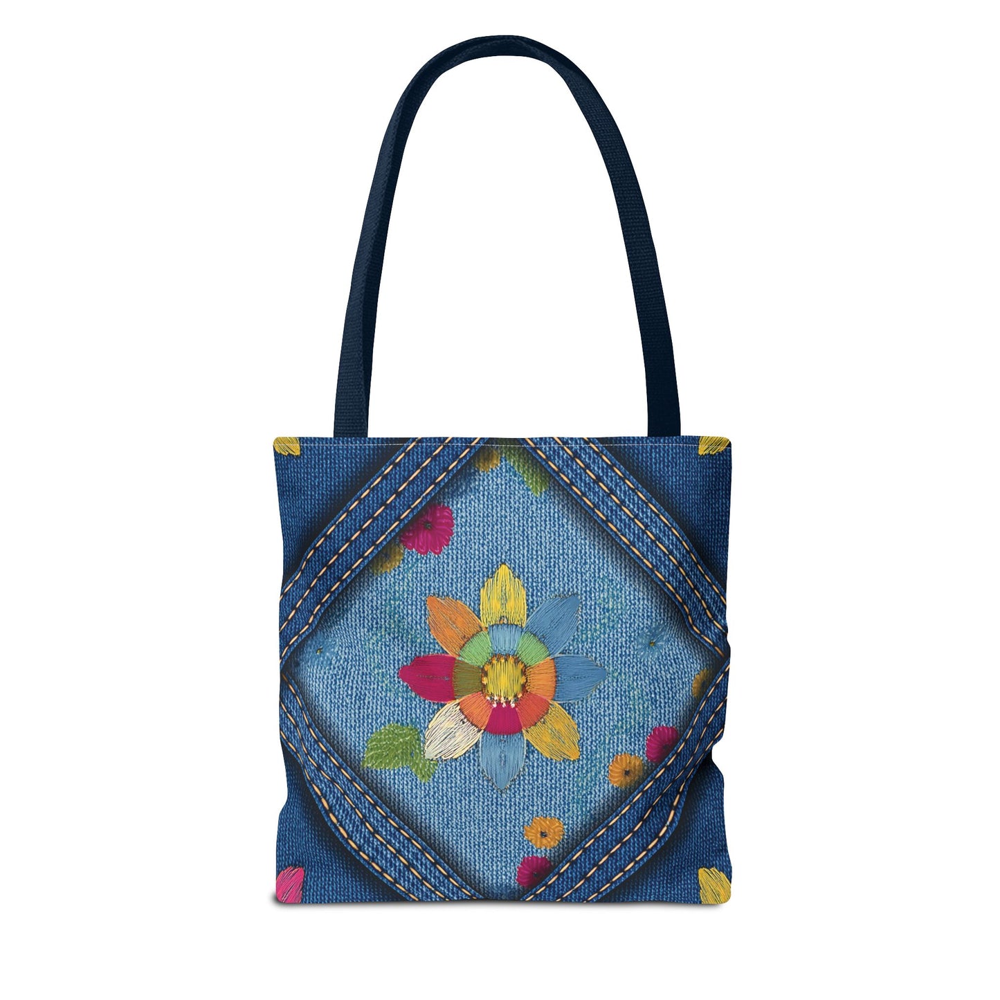 Denim Fabric Imitation Print Unisex Canvas Bag Poly Spun 3 Sizes Tote Bag 177