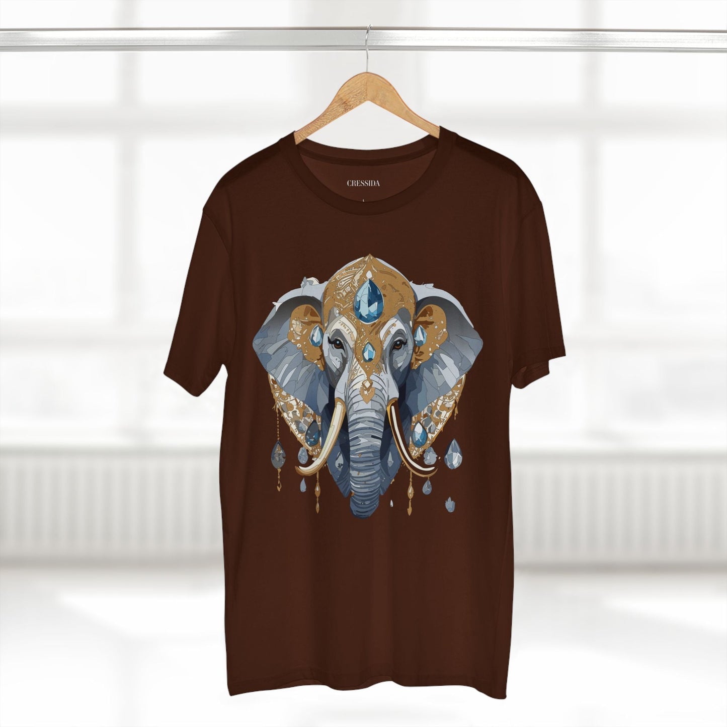 Elephant Graphic Unisex 100 Cotton Tee With Unique Animal Golden Medallion Art Design 36