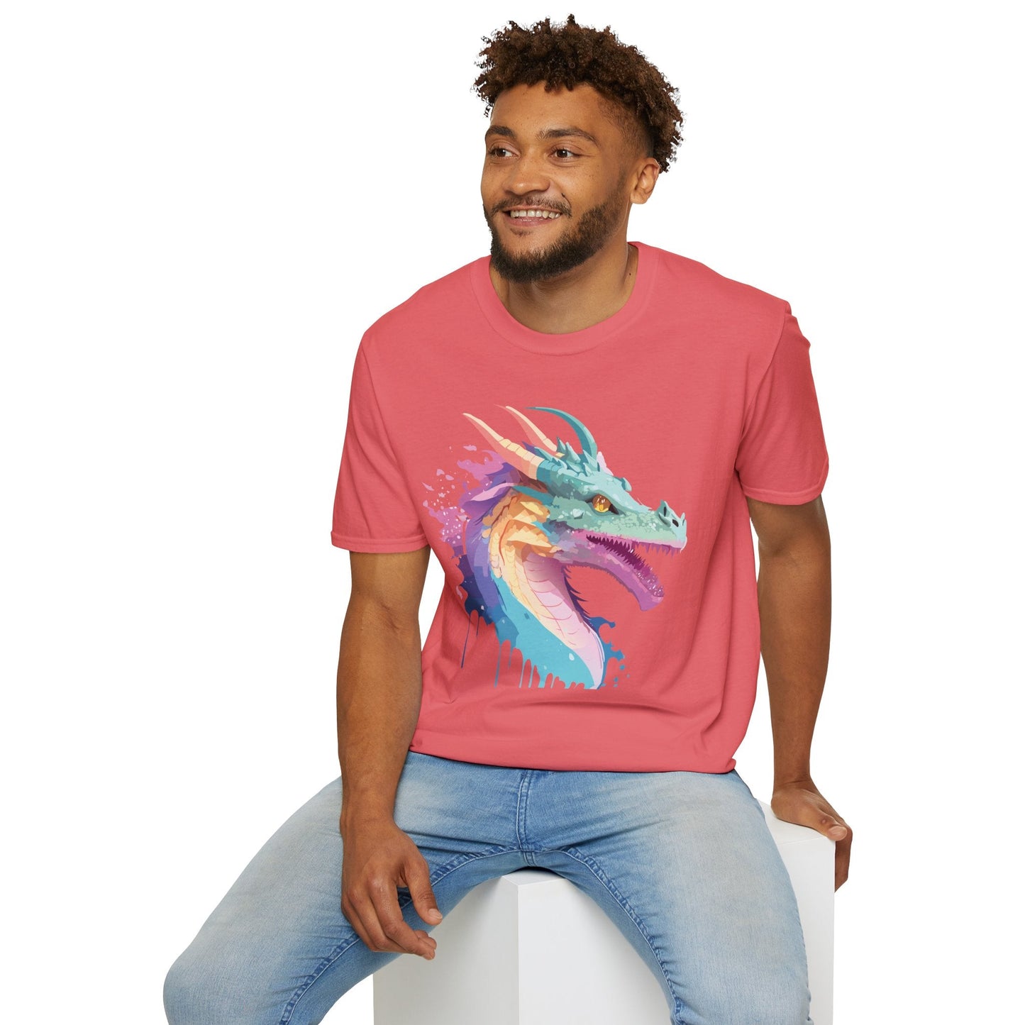 Dragon Graphic Tee Unisex Short Sleeve Dragon Shirt With Animal Design Gildan SoftStyle 64000