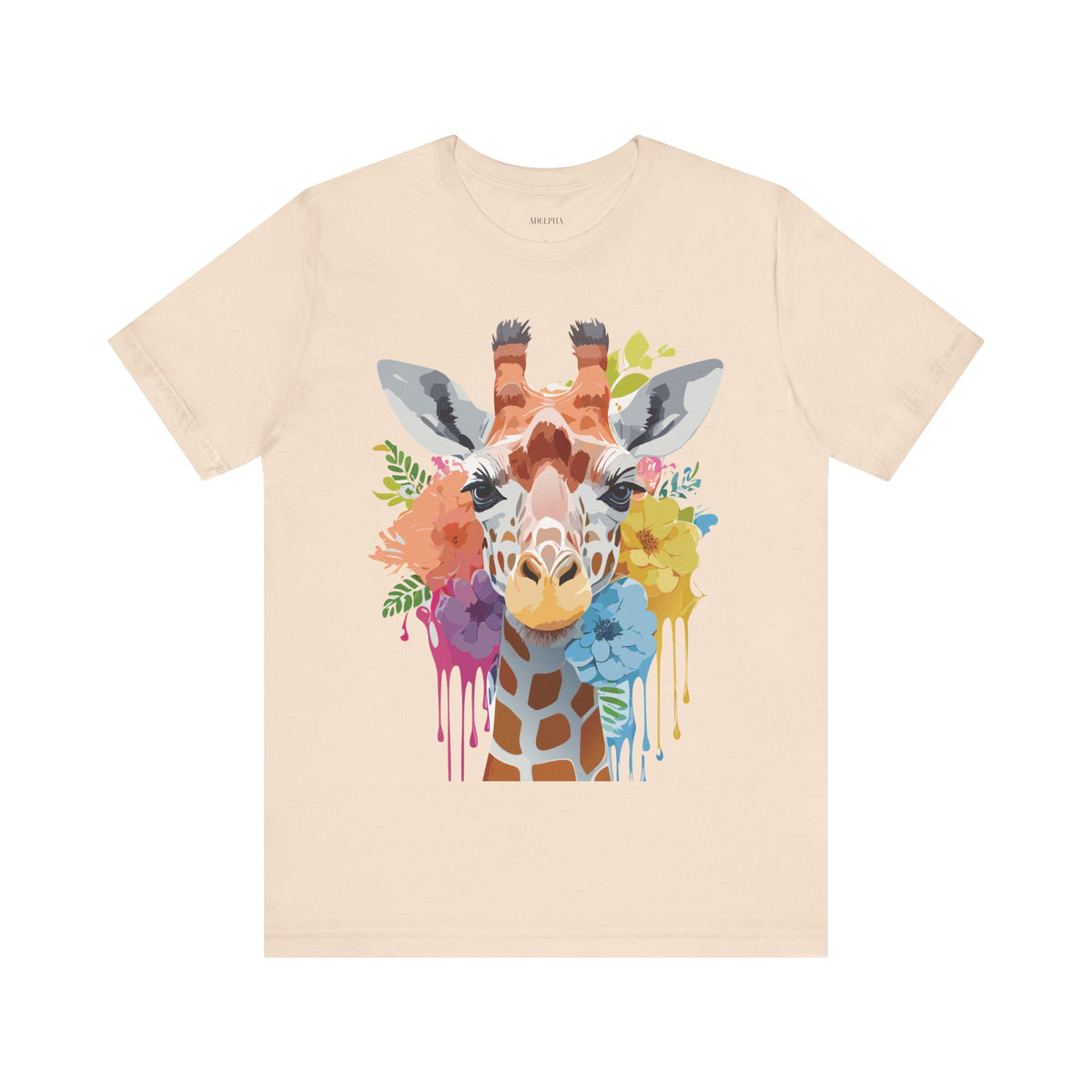 Giraffe Graphic Unisex Cotton Bella+Canvas Tee with Art Animal Design e15
