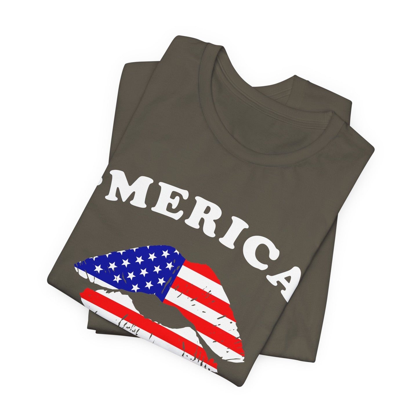 American Flag Lip Graphic Unisex Cotton T-Shirt a9