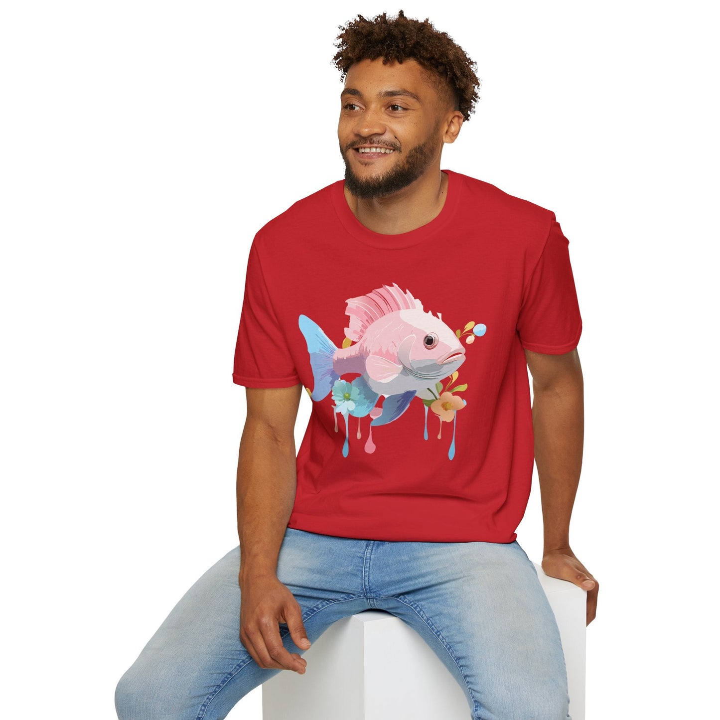 Fish Art Design Shirt Unisex Graphic Tee With Fish Illustration Gildan Softstyle 64000