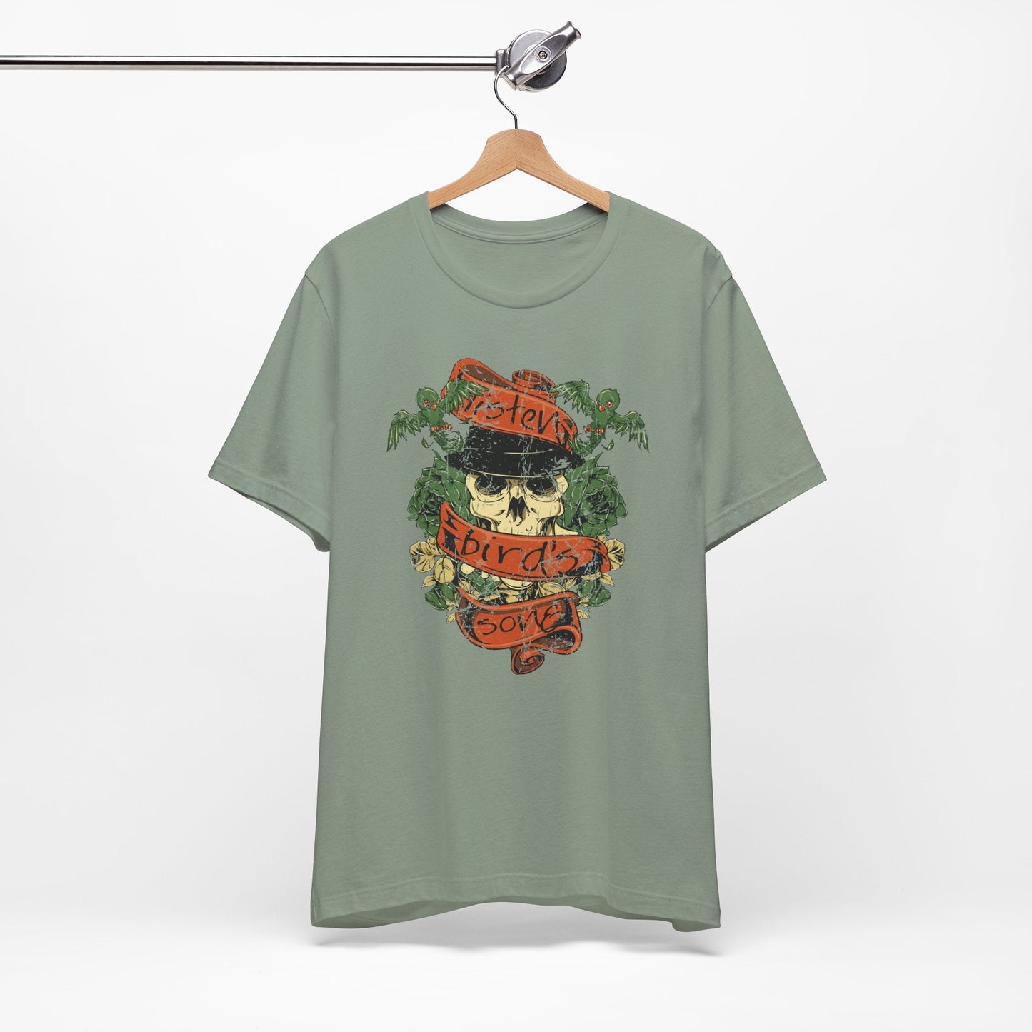 Skull Floral Tattoo Style Graphic Design Unisex Cotton T-Shirt Art-38