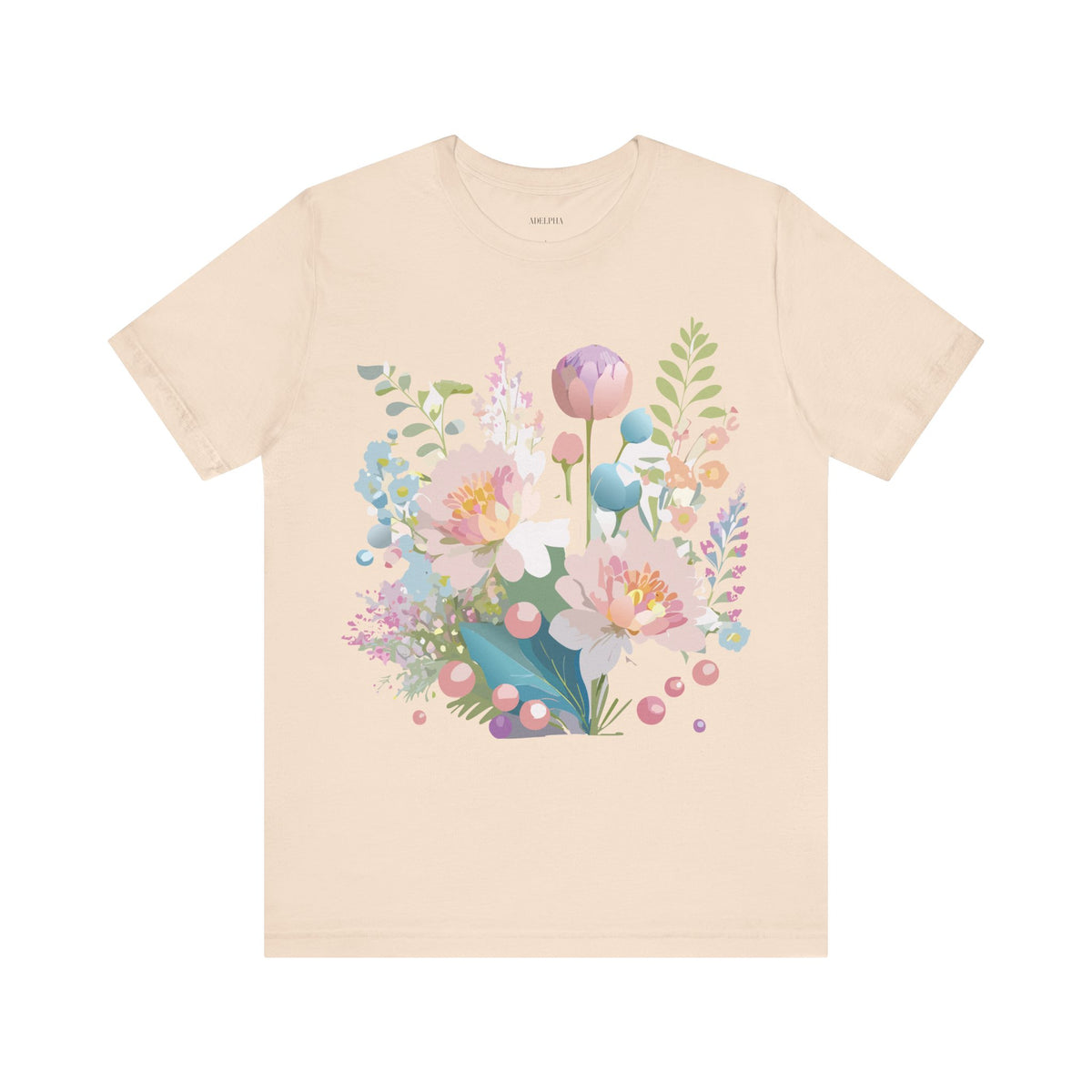 Floral Graphic Unisex Cotton Bella+Canvas Tee with Flowers Art Design n123