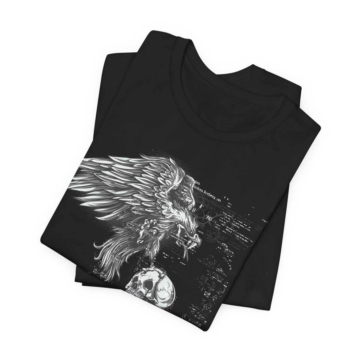 Raven and Skull Illustration Graphic Unisex Cotton T-Shirt r19