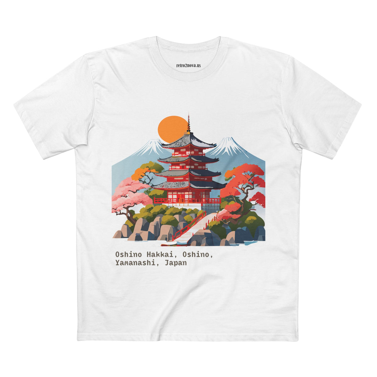 Japanese Pagoda Illustration Tee | Oshino Hakkai, Yamanashi, Japan