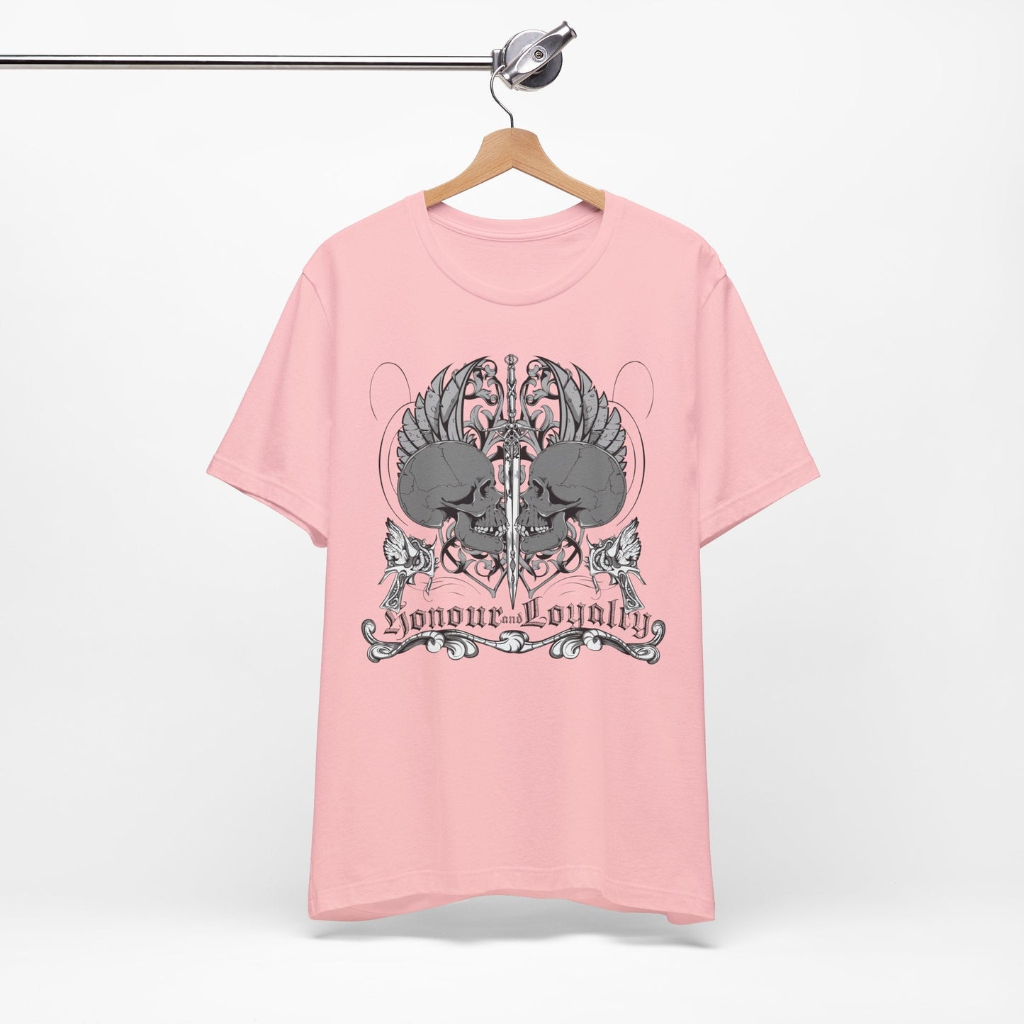 Honor Loyalty crest tee Gothic heraldry skulls wings emblem Art-48