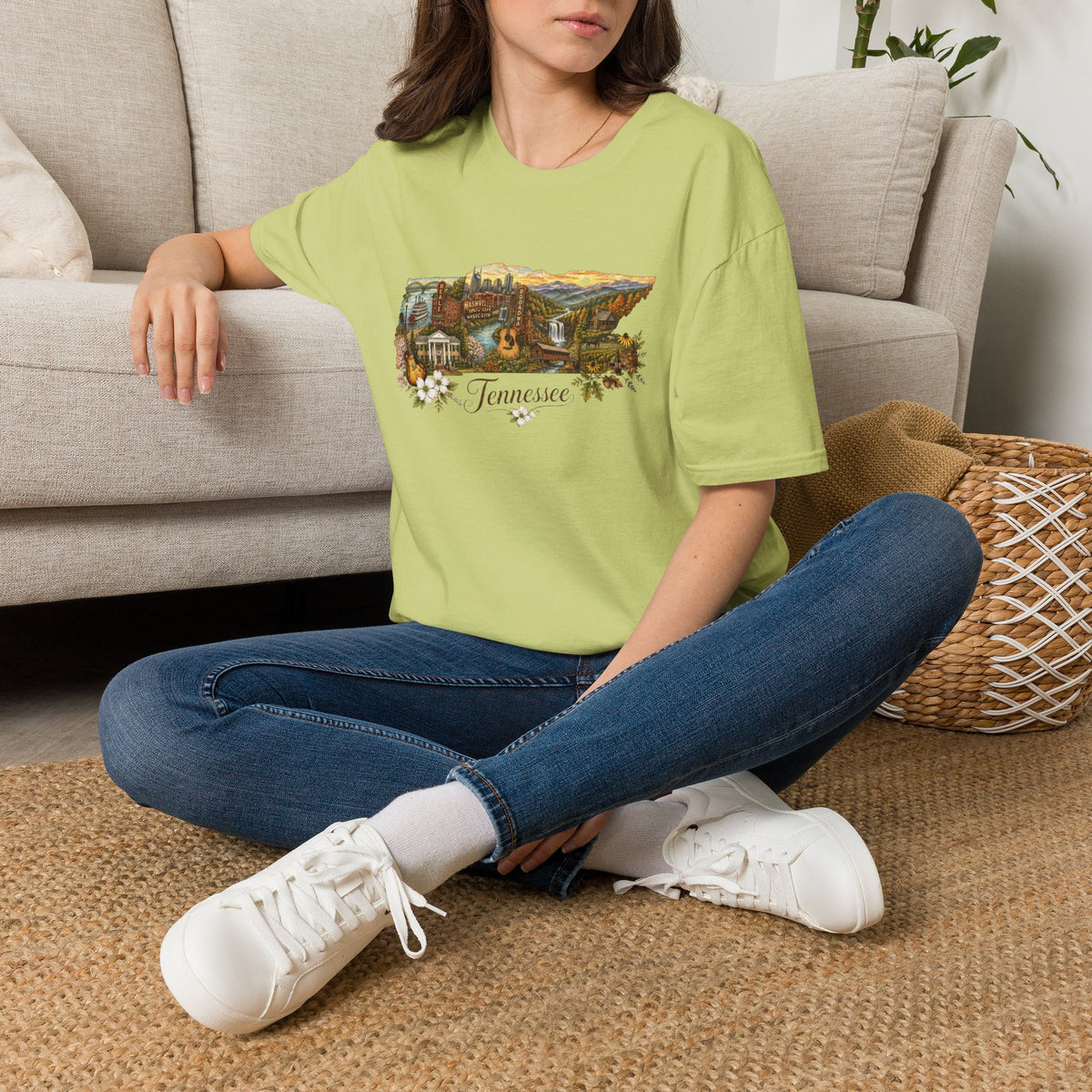 Tennessee Vintage State Map Graphic Design Unisex 100 Cotton Gildan T-Shirt