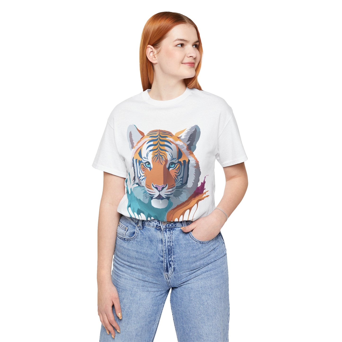 Tiger Graphic Tee Unisex Short Sleeve Shirt With Vintage Inspired Adelpha Artwork