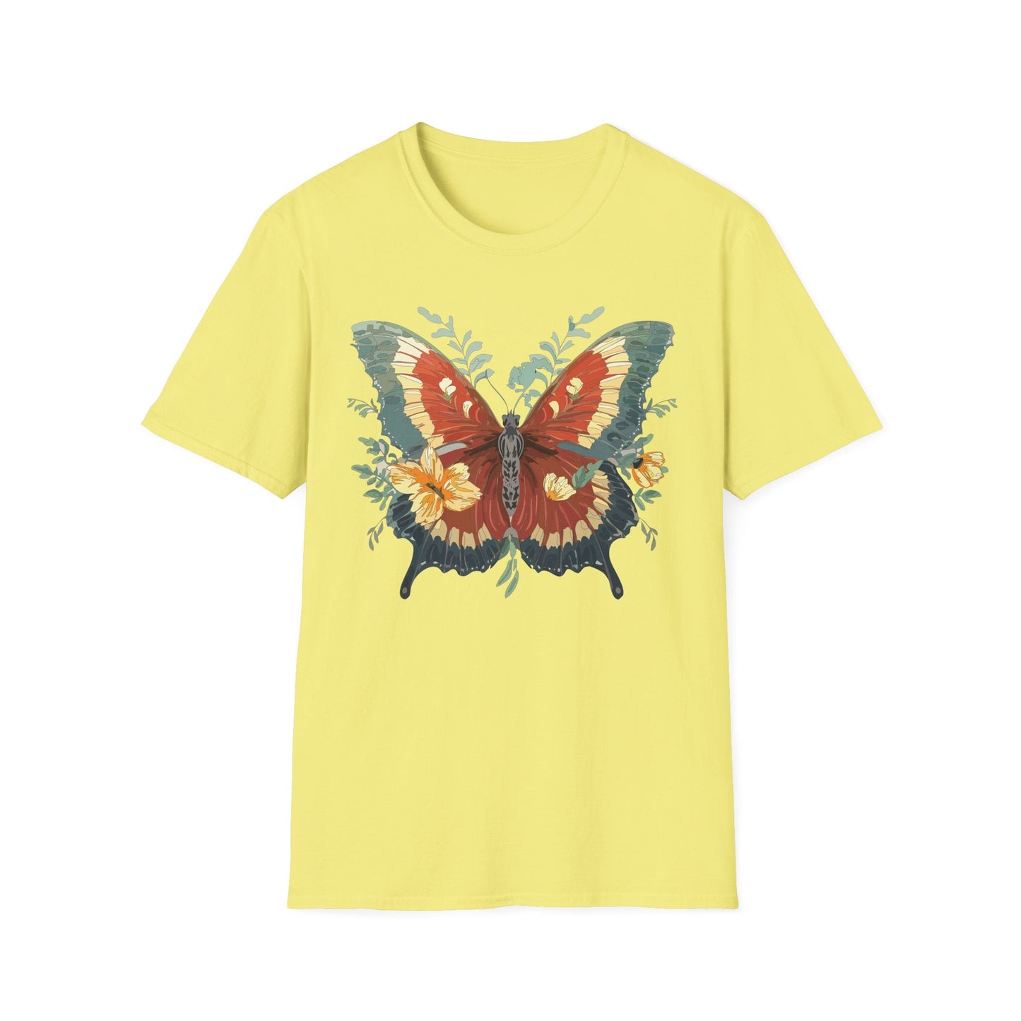 Butterfly T Shirt Unisex Gildan Softstyle 64000 Comfort Monarch Design 100 Percent Cotton