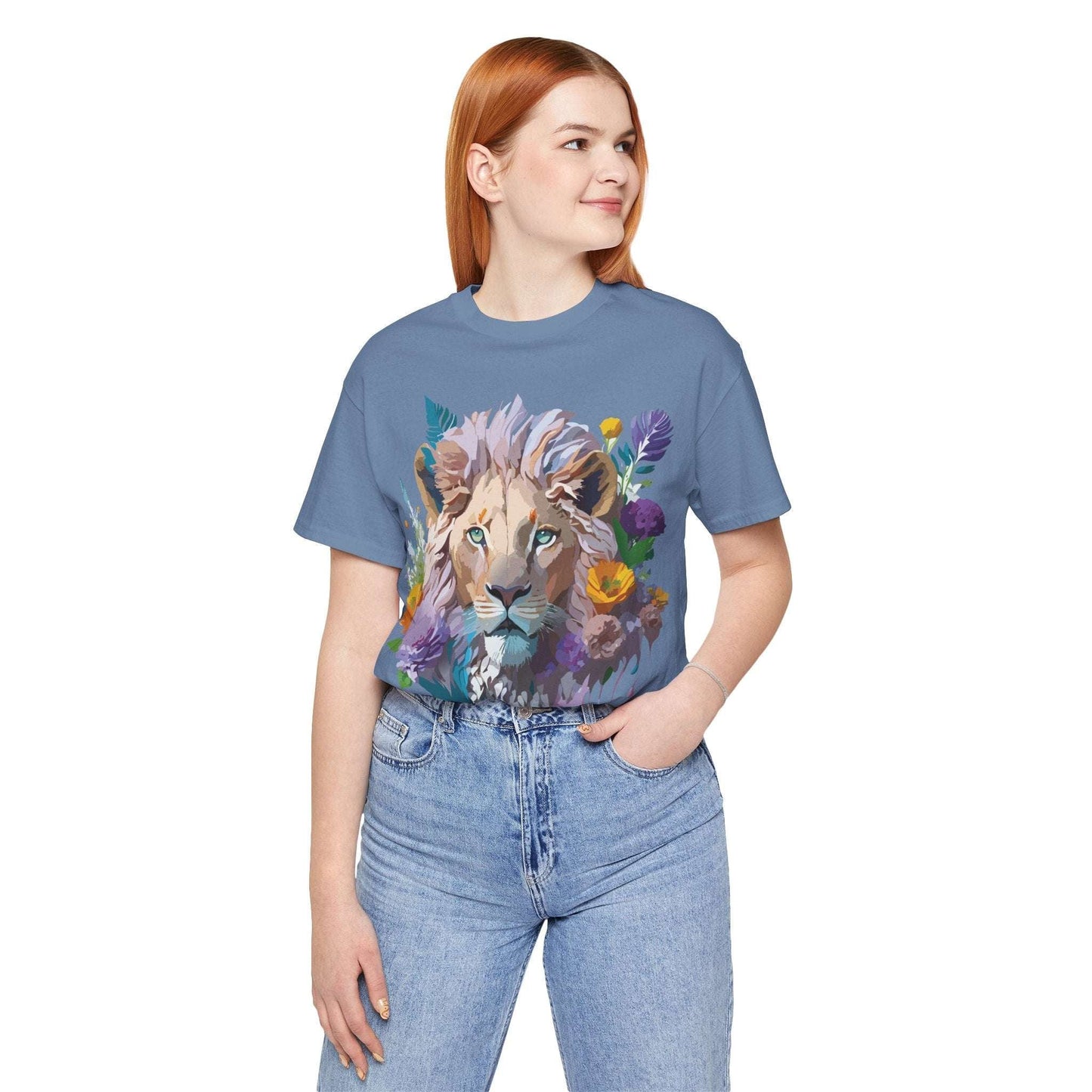 Lion Graphic Tee Unisex Short Sleeve Shirt With Vintage Inspired Artwork By Adelpha