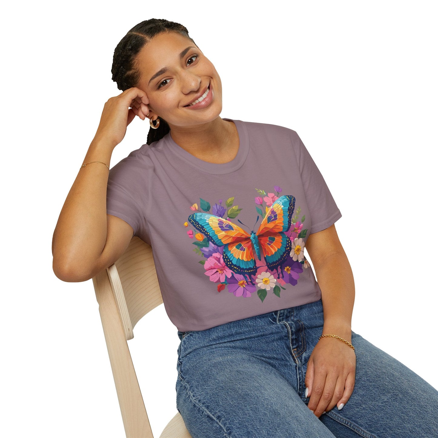 Butterfly Themed Unisex Softstyle T Shirt 100 Cotton Monarch Design Tee Gildan 64000