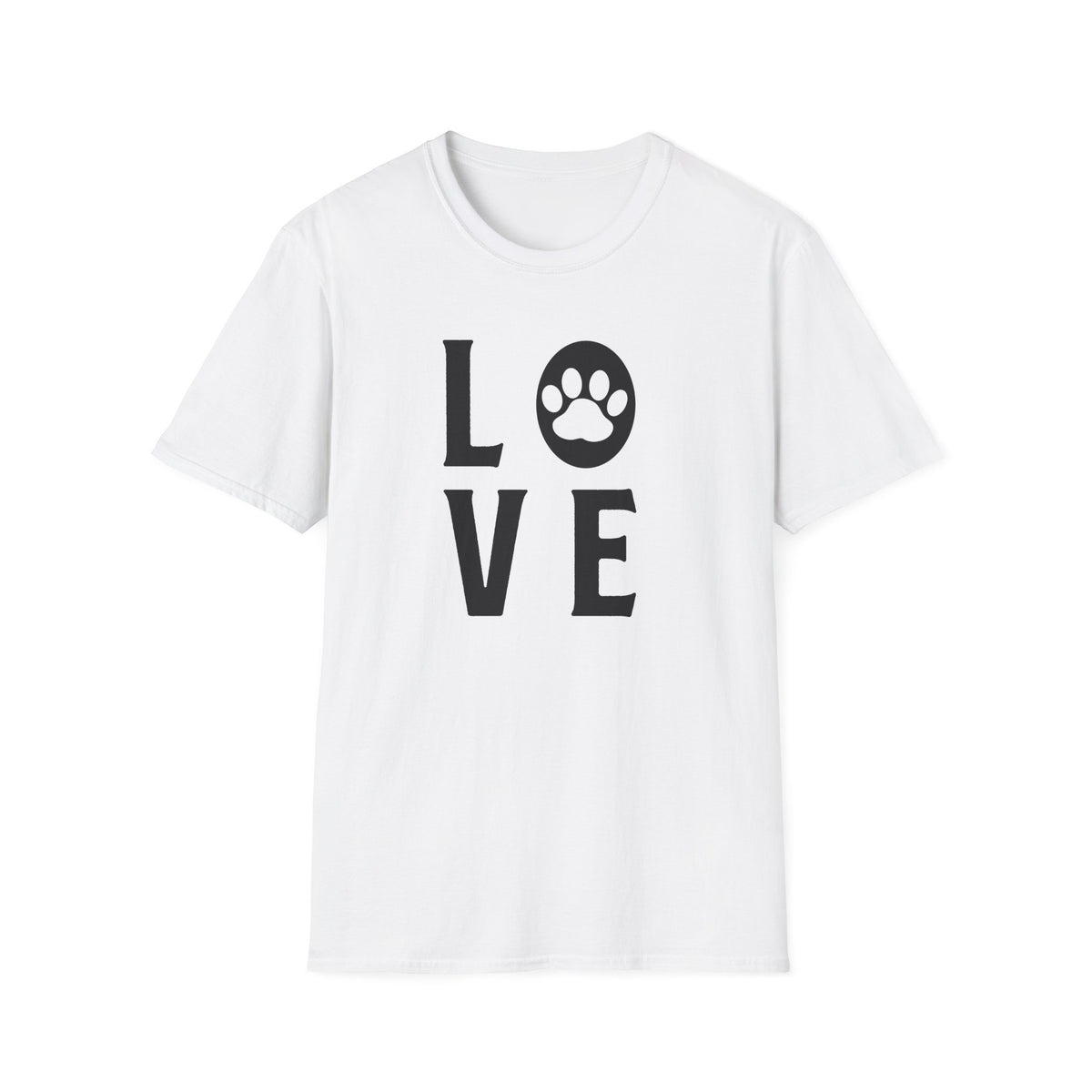 Love Paw T-Shirt Unisex Cotton Short Sleeves Pet Lover Tee with Paw Print