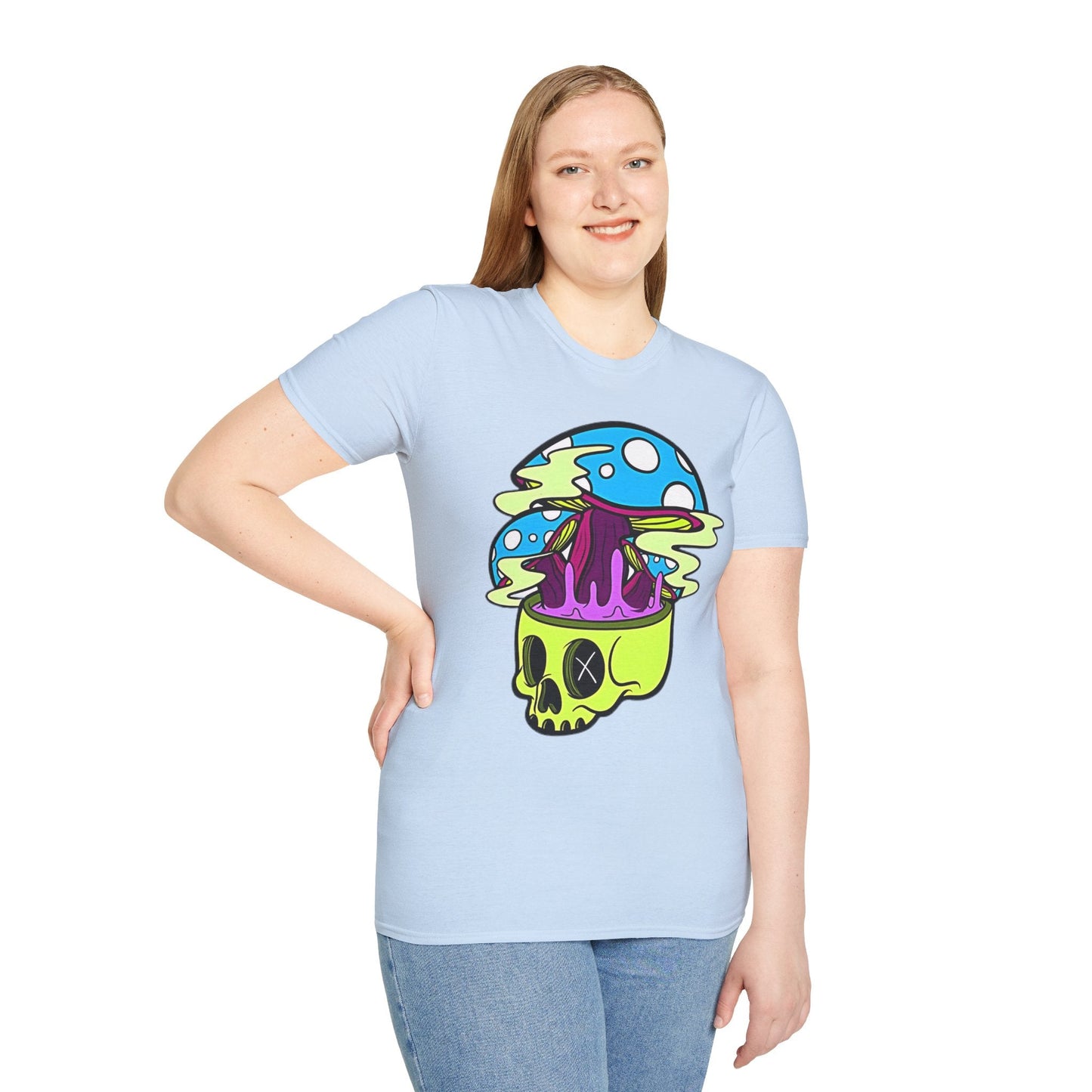 Skull Tee Shirt Unisex Skeleton Shirt With Art Design Gildan Softstyle Cotton Tee