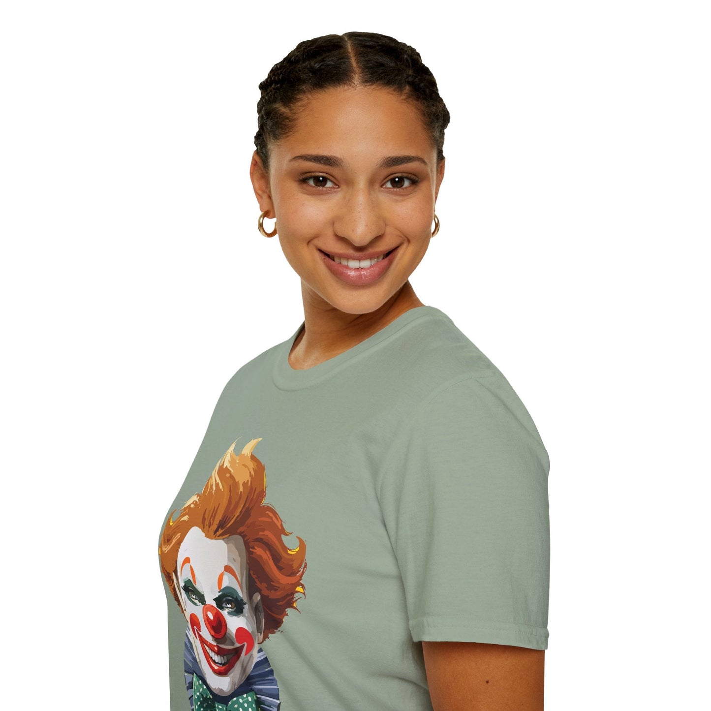 Clown Theme T Shirt Funny Man Circus Scary Man Unisex Gildan Softstyle Graphic Tee Everyday Wear