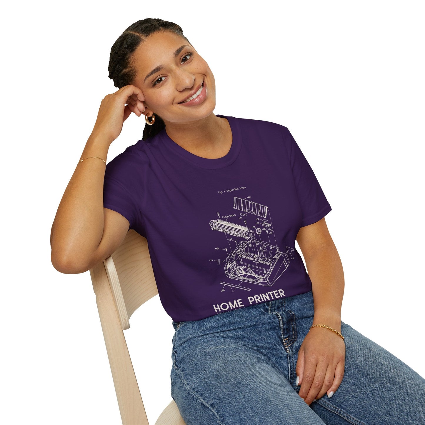 Unisex Cotton T-Shirt Vintage Home Printer Blueprint Tee Home Printer Works 4 Microdots Slogan