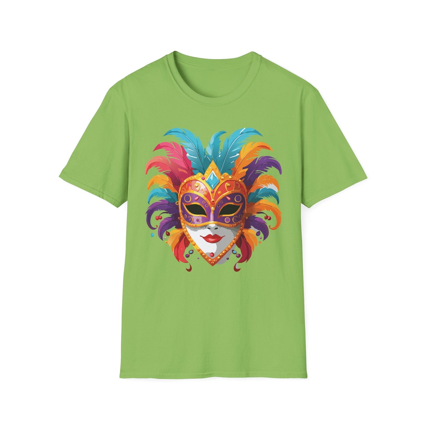 Unisex Gildan Softstyle Mask Tee Shirt With Art Design Casual Everyday Wear Masquerade Tee