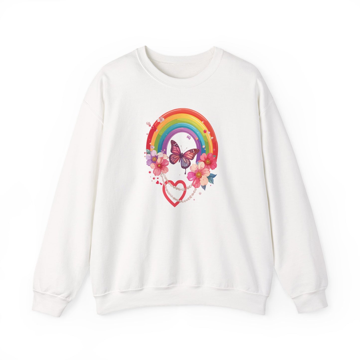 Rainbow Heart Sweatshirt, Floral Heart Sweatshirt, Floral Love Sweatshirt, Valentine's Day Sweatshirt, Rainbow Heart Floral Sweatshirt 106