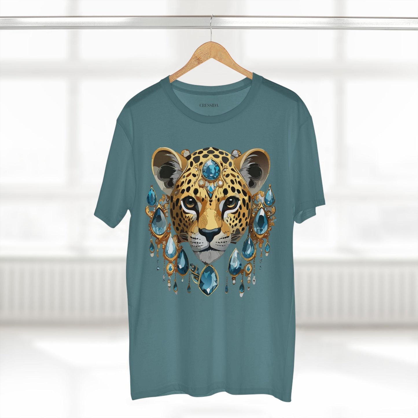 Cheetah Graphic Unisex 100 Cotton Tee With Unique Animal Golden Medallion Art Design 48
