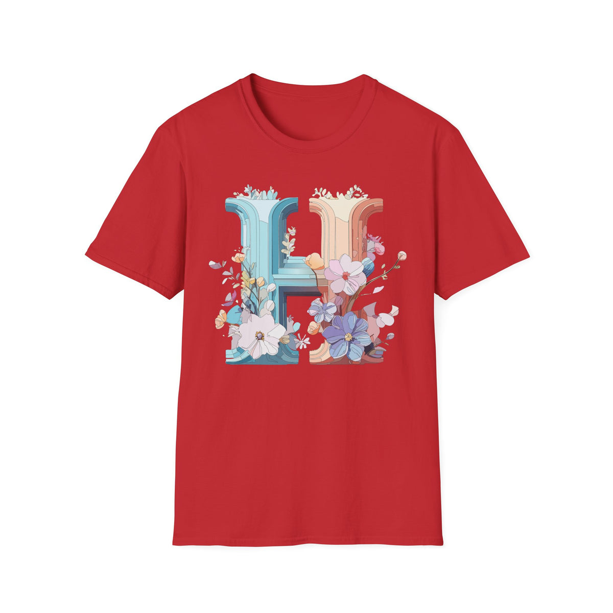 Floral Letter H T-Shirt | Botanical Monogram Tee