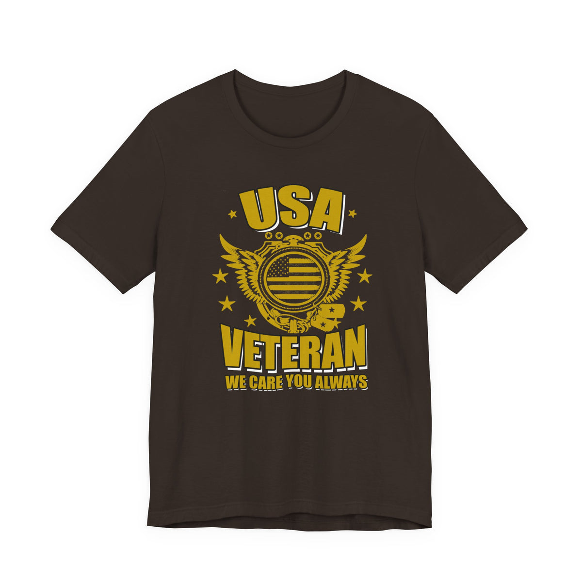 USA Veteran T-Shirt Military Emblem Winged Badge Stars Unisex Cotton v59