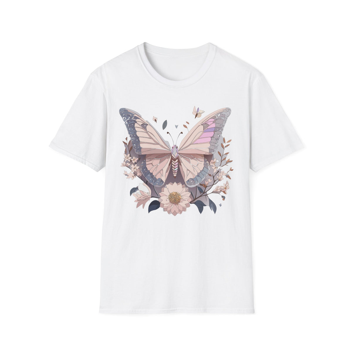 Pastel Butterfly Floral Wings Graphic Design Unisex 100 Cotton Gildan T-Shirt
