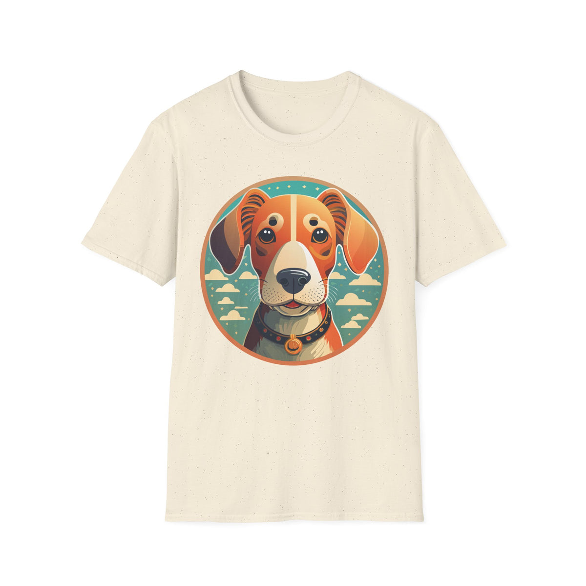 Beagle Portrait T-Shirt | Cute Dog Face Illustration, Retro Circle Pet Tee