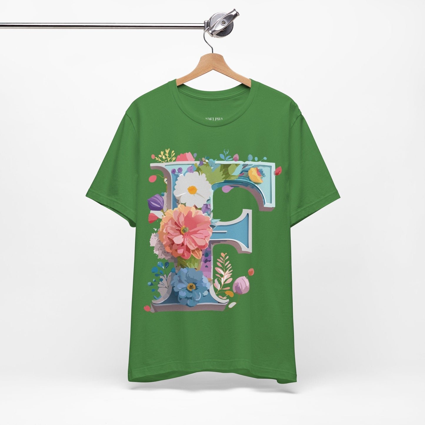 Letter F  Graphic Tee Unisex Vintage Inspired Art Design Short Sleeve