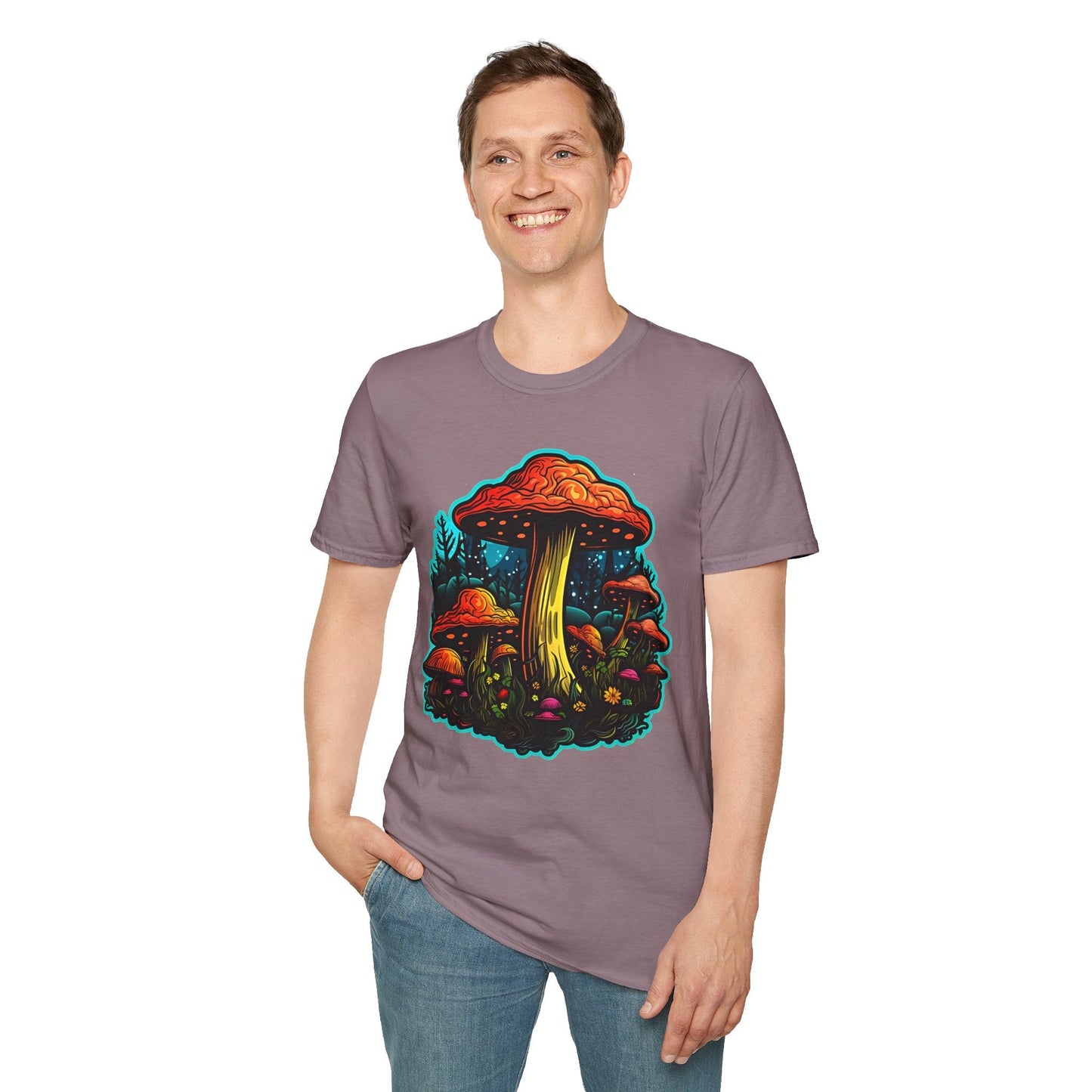 Funny Mashroom Graphic Unisex Softstyle Cotton With Cartoon Illustration Design 22