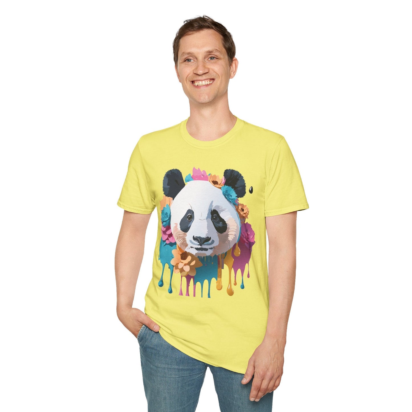 Unisex Panda Shirt Softstyle Cotton Tee For Everyday Wear With Cute Animal Print