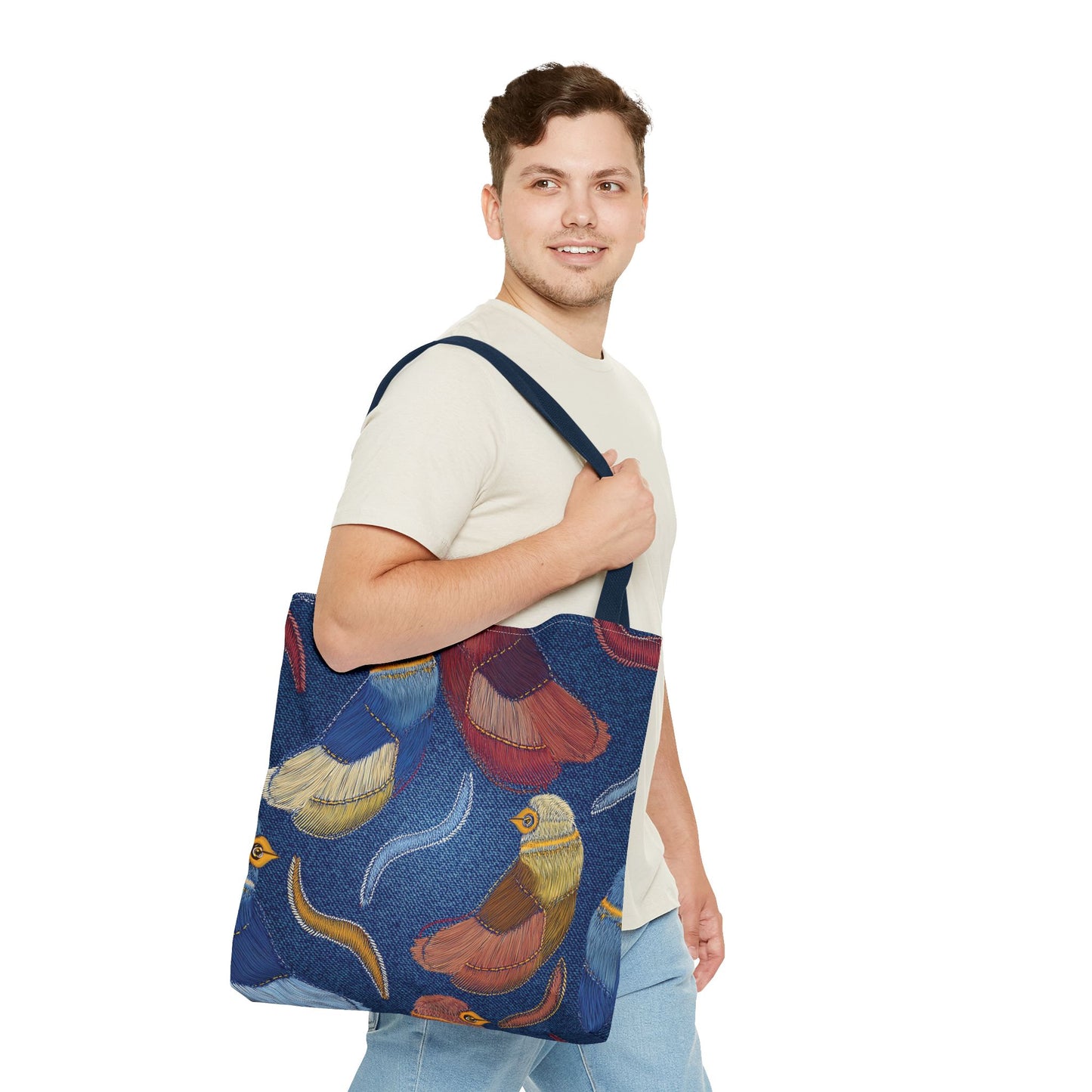 Denim Fabric Imitation Print Unisex Canvas Bag Poly Spun 3 Sizes Tote Bag 194-5