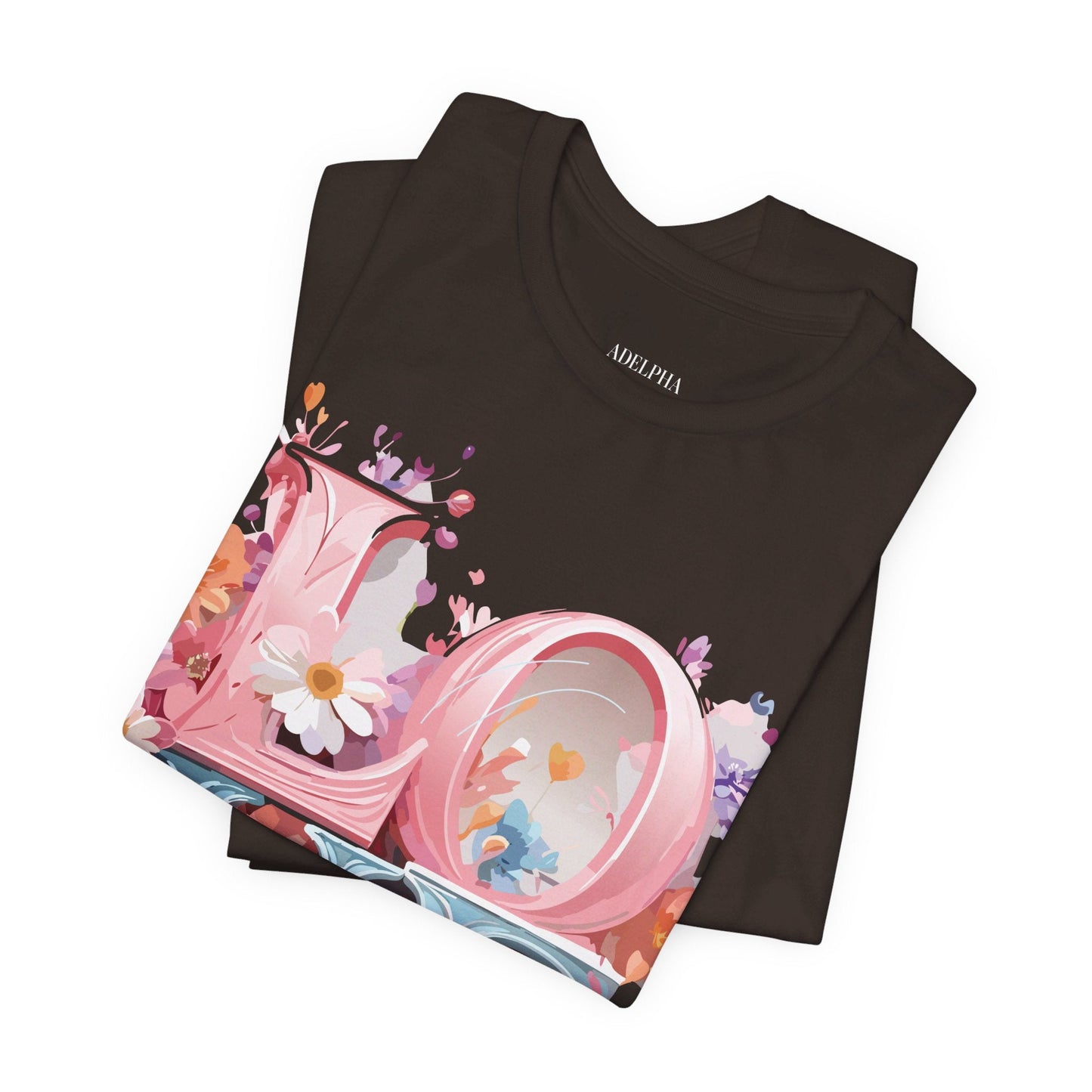 Valentine Day Graphic Unisex 100 Cotton Vintage Artwork with Love and Flower Design Tee 44
